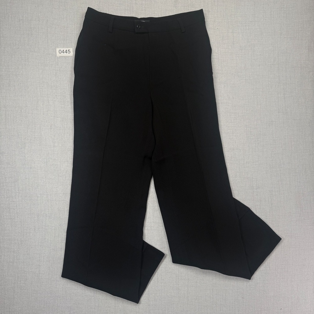 Vintage Philippe Adec Dress Pants Straight Leg Black Wool Blend Flat Front 12